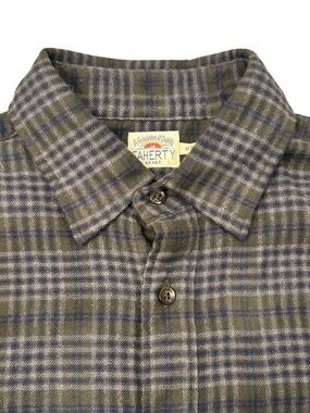 Faherty Men’s All Time Green and Blue Plaid Flannel Casual Button-Down Shirt M